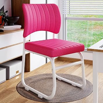Stationary Office Chair Base,Modern Guest Chair Ergonomic Desk Chair for Waiting Room, Armless Dining Chair No Wheels Mid Back Conference Room Visitor Chairs50x53x82cm20x21x32, Pink 2