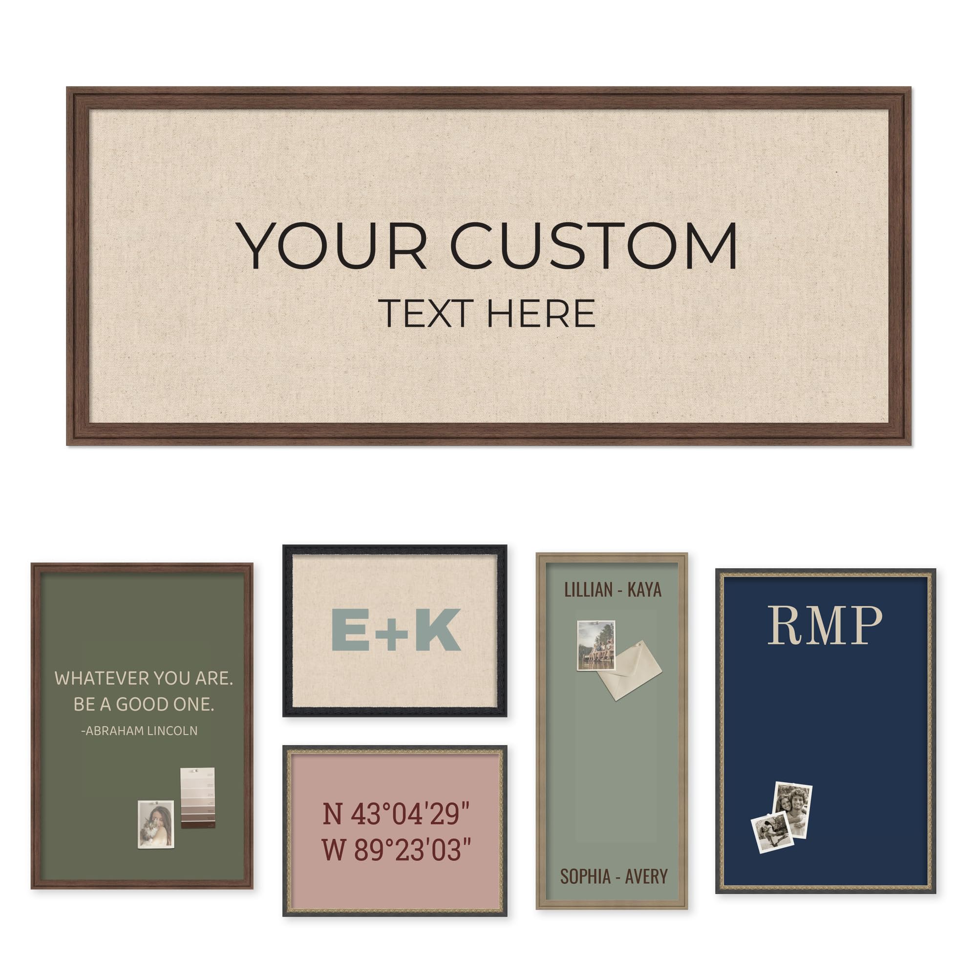 Kate and Laurel Personalized Pinboard Neutral Weave 18 x 42, Customizable Text Bulletin Board, Wall Organizer and Custom Poster Gift for Use as Wall Art, Cork Board, Vision Board, Dorm Decor