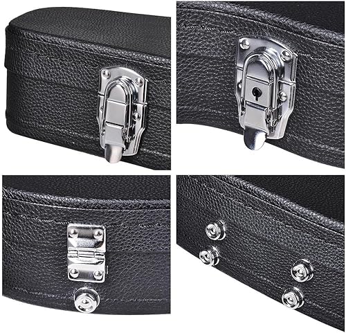 Vista 16 de ZeHuoGe Carcasa rígida de madera con cerradura para guitarra acústica de 41 pulgadas, superficie de PU (para guitarra acústica)