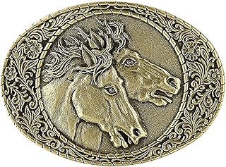 Horse Heads Solid Brass Belt Buckle IMC-Retail