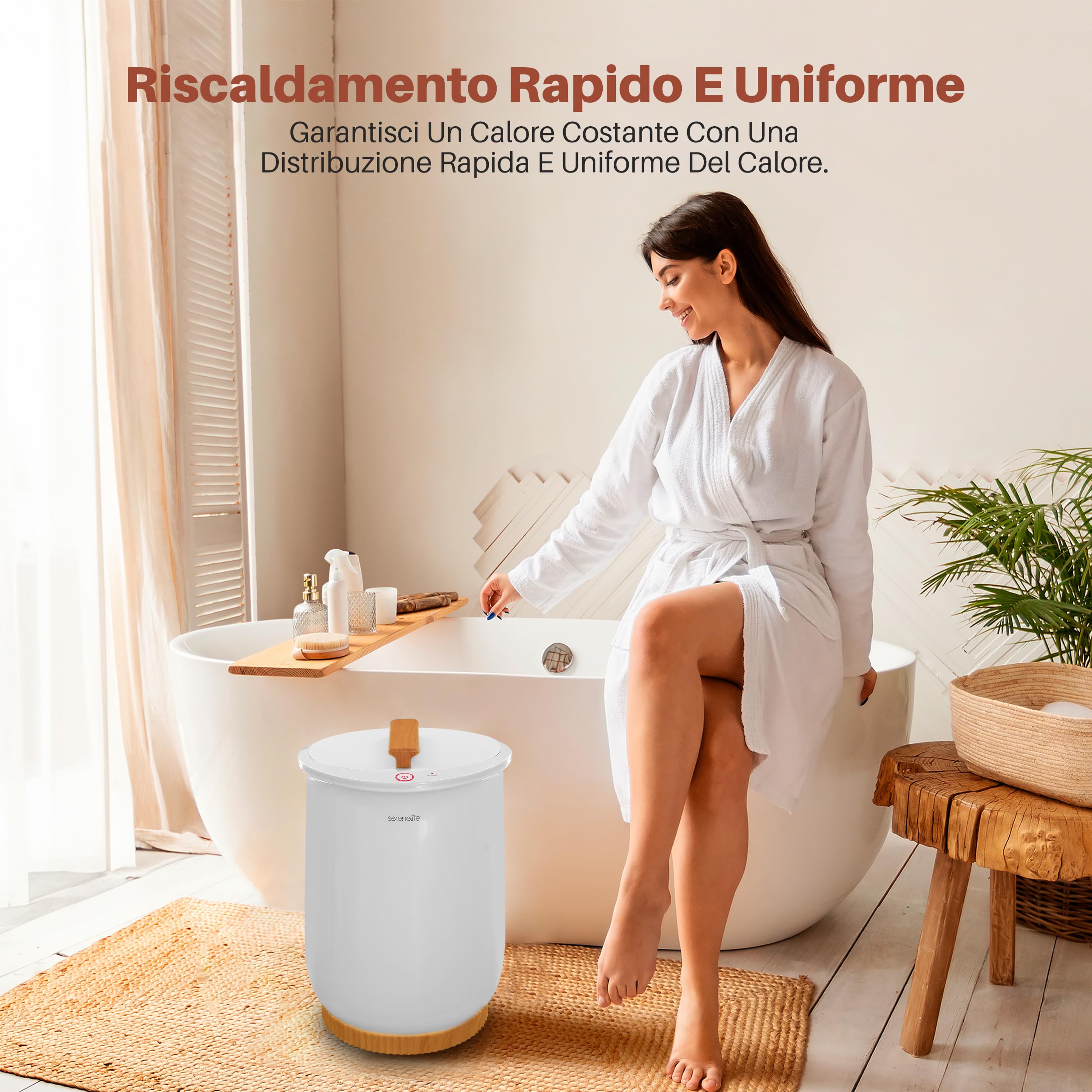 SereneLife Scaldasalviette Bianco, Scaldasalviette Grande per Spa e Bagno, Lusso Regalo per Lui e Lei, Spegnimento Automatico, Adatto a 2 Asciugamani Grandi, Coperte, Accappatoi, Pigiami (Bambù)