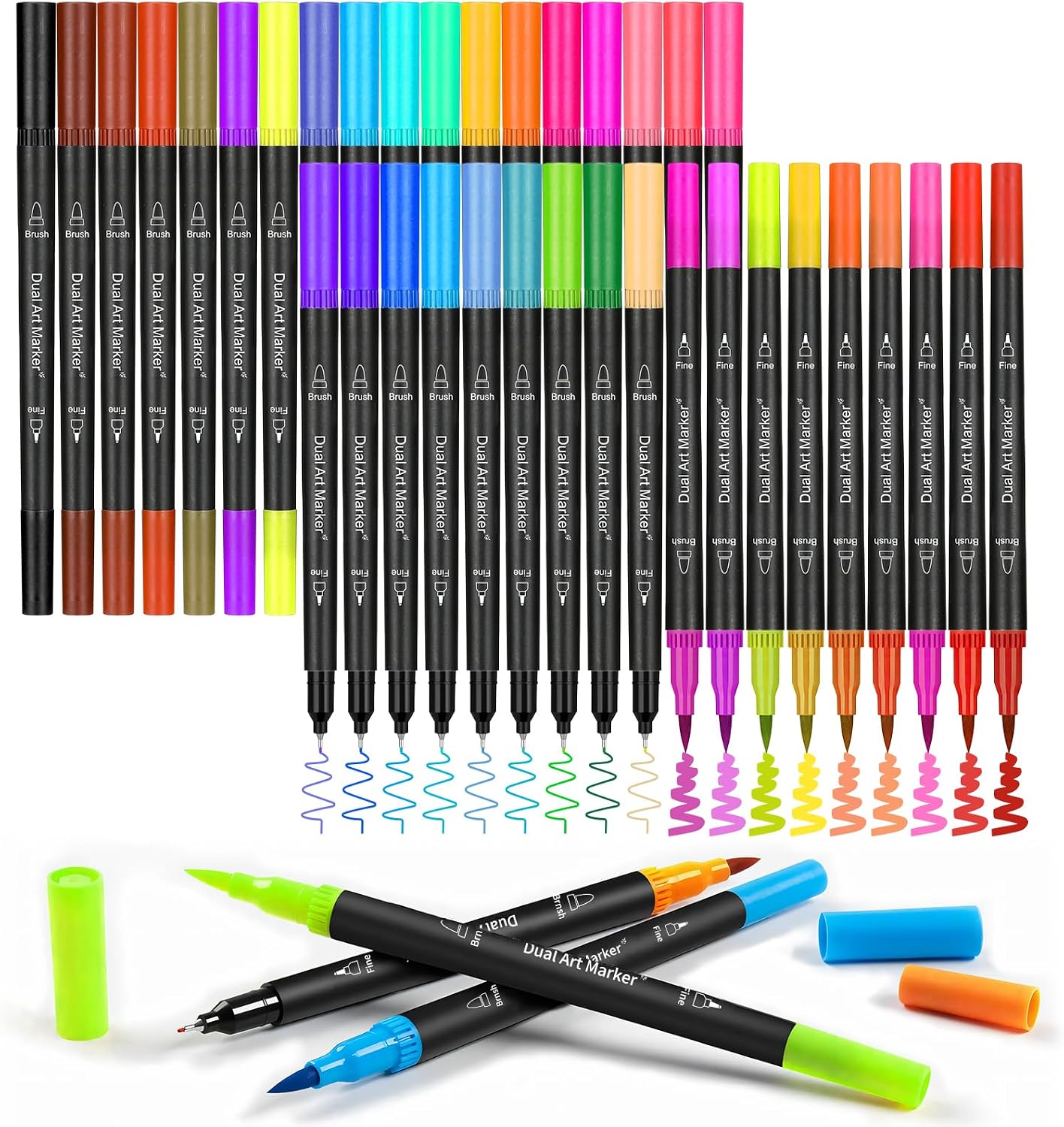 36 Double Tip Brush Pens Art Markers coloring markers markers for adult coloring books no bleeding Journaling Calligraphy Lettering Planners Cards Drawing Craft Kit Teacher Office Supplies