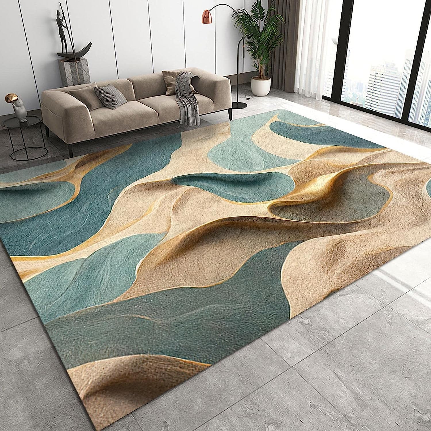 Tapis De Salon Chambre Salle À Manger Bureau Entrée Adulte Design Moderne 3D Montagne Dégradé Multicolore Illusion Abstraite Poil Court Doux Léger Antidérapant 100 X 200 Cm