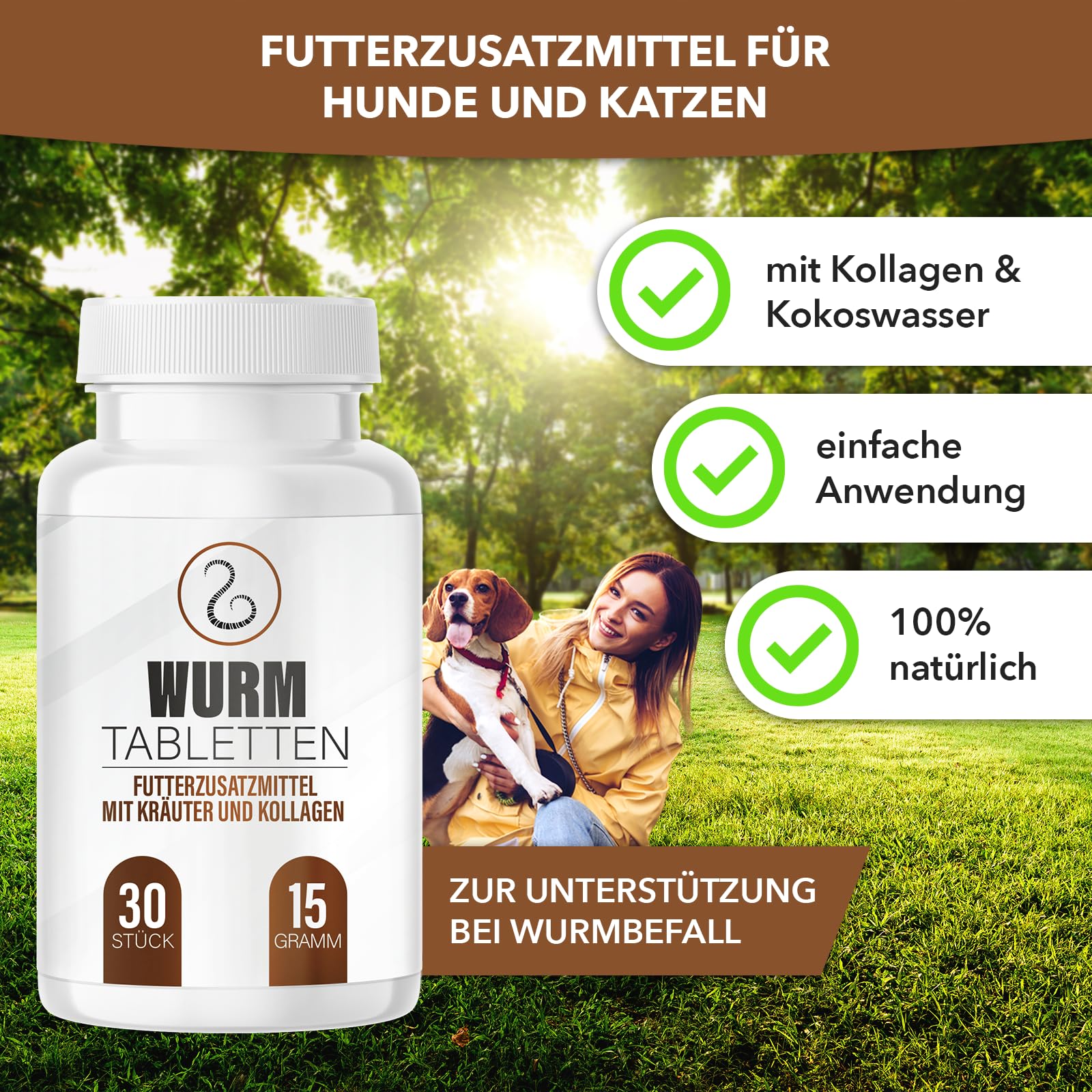 Saint Nutrition® Wuгm Tabletten - Wuгmkur Katze - Entwuгmungsmittel Katzen - Wuгmkur Hund - Ohne künstliche Zusätze - Einfach anzuwenden - 30 Stück - 4