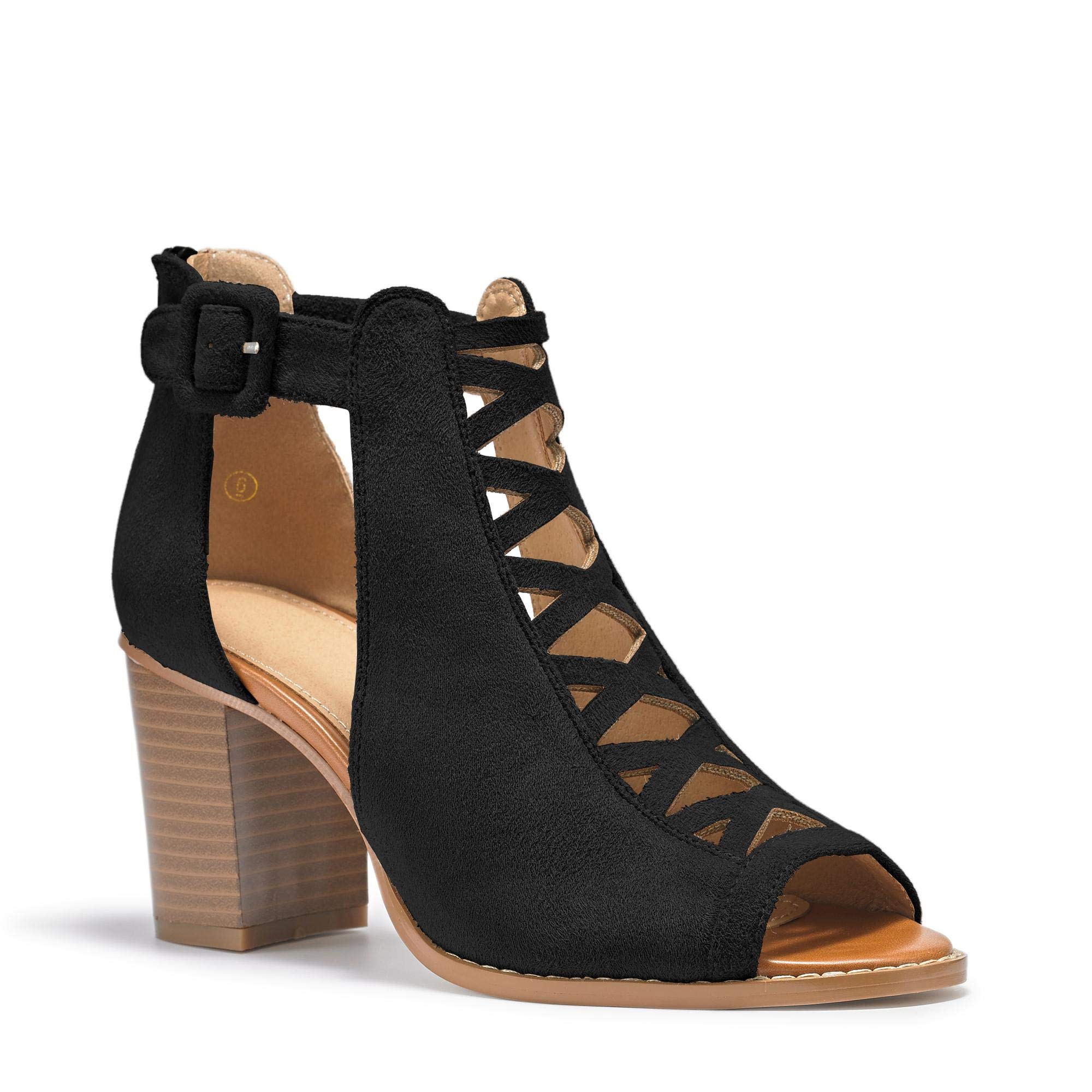 LiyuandianWomens Platform Open Toe Ankle Strap Zipper Back High Heel Sandals