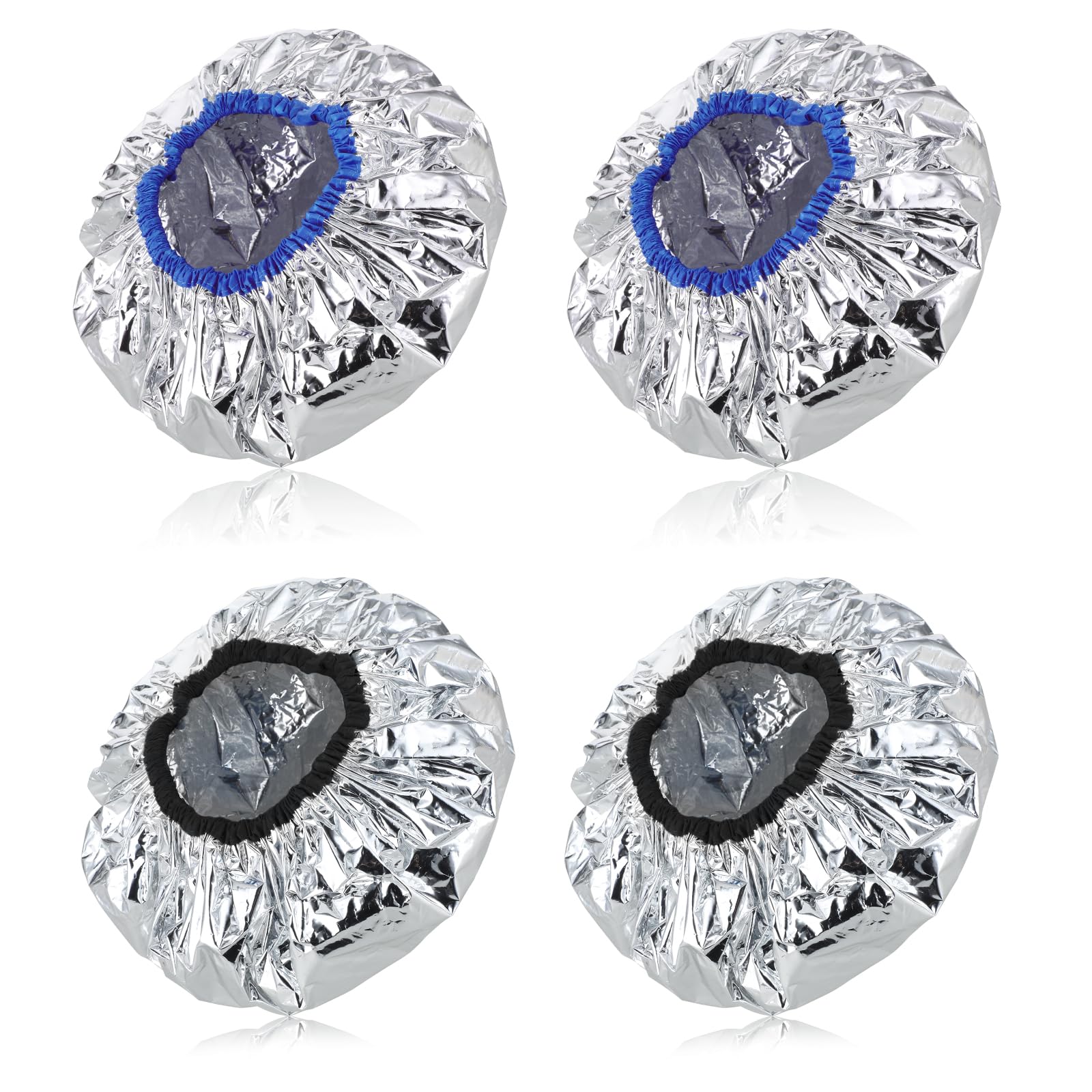 Gjinxi 4 Pieces Aluminum Foil Deep Conditioning Cap, Thickened Shower Caps for Oil Treatment Reusable Heat Cap Hair Processing Caps for Home Salon Use