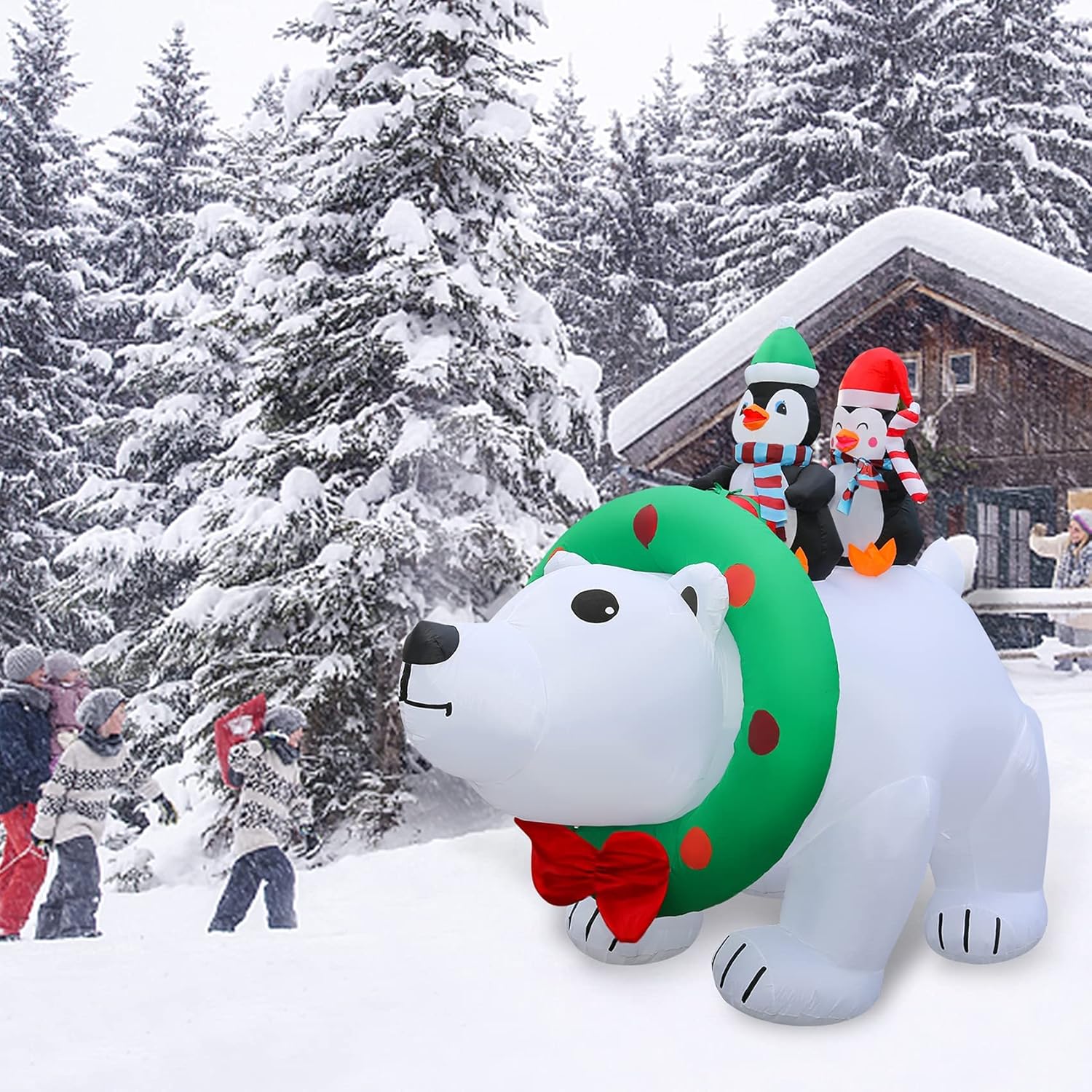HYRIXDIRECT 8FT Giant Christmas Inflatable Polar Bear Decorations Outdoor Christmas Inflatables with Led Lights for Holiday Yard Decor Christmas Xmas Indoor Outdoor Yard Decorations