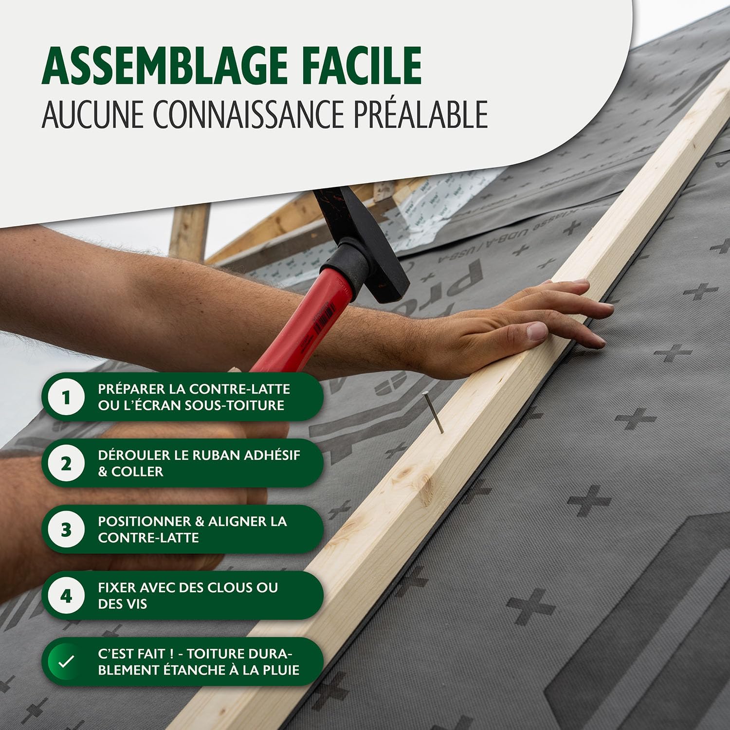 ALMO 5 rouleaux de bande d'étanchéité PE double face fortement adhésive (30m x 60mm) bande d'étanchéité bande de séparation autocollante pour écrans de sous-toiture, anthracite