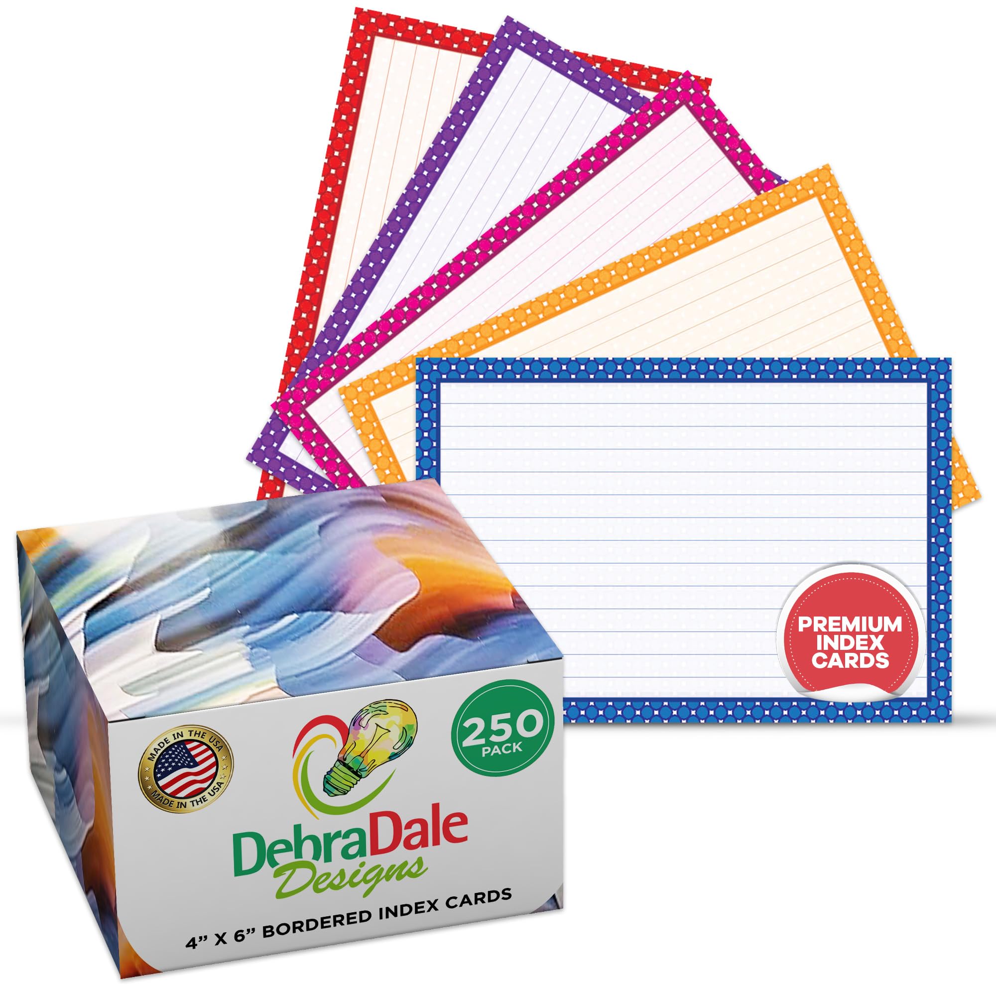 Debra Dale Designs - 200 Unruled 3" X 5" Index Cards Paisley Border 5 Colors - Premium 140# Heavy Thick Index Card Stock - 2 Shrunk Wrapped Packages Of 100 Cards - Printed In The U.S.A - View #8