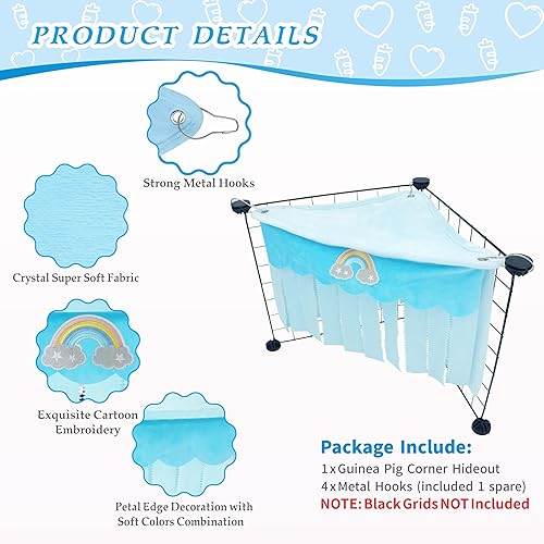Miniatura 3 de Escondite de conejillo de indias, lindo conejillo de indias esquinero de forro polar con cortina de 3 lados, hamaca de conejo de juguete y cama de