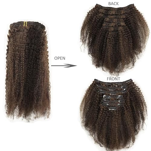 Miniatura 10 de Ombre Remy Extensiones de cabello humano en clip Afro Kinky Curly 4B 4C 100% Extensiones de Cabello Negro Natural de 10 -22 pulgadas  25.4 - 55.88
