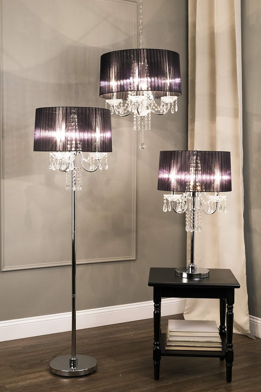 Ok lighting OK-5111FOK-5111f Crystal Drop Floor Lamp, 59.75" x 18" x 18"