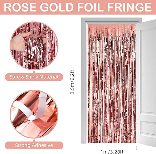 Miniatura 10 de Cortina de flecos dorados para fiesta, paquete de 12 cortinas de papel de aluminio de 3.3 x 8.2 pies, cortinas de flecos de oropel de papel de