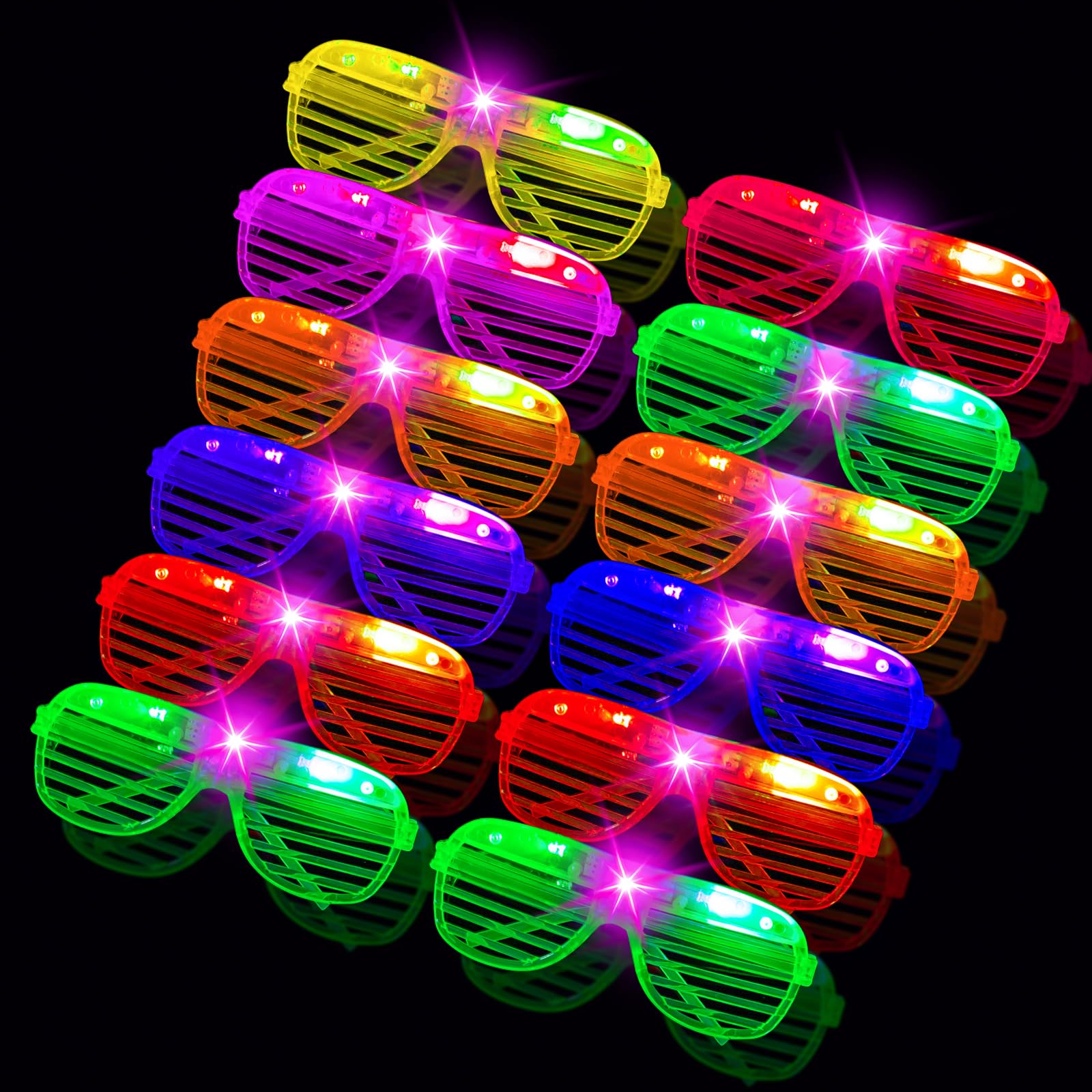 Indrnif 12 Gafas Led Parpadeantes Para Fiestas, Luces Led, Gafas De NeóN, Gafas Luminosas De Moda, Obturador, Gafas De Fiesta, Gafas Led Para Fiestas, Fiestas De CumpleañOs,Carnaval
