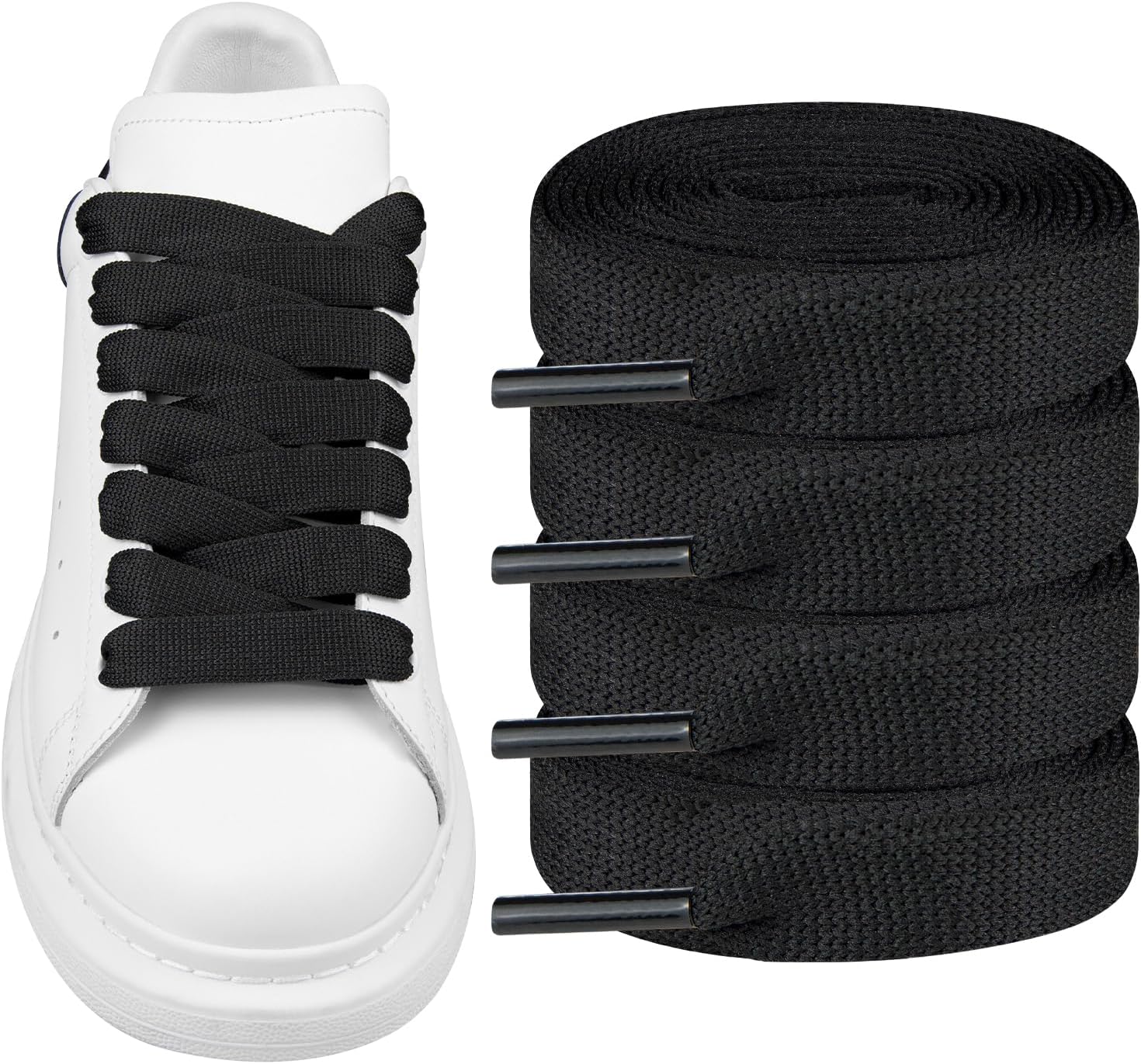 Endoto 2 Pairs Shoelaces for Alexander McQueen Flat Shoe Laces Replacement Sneaker Shoes
