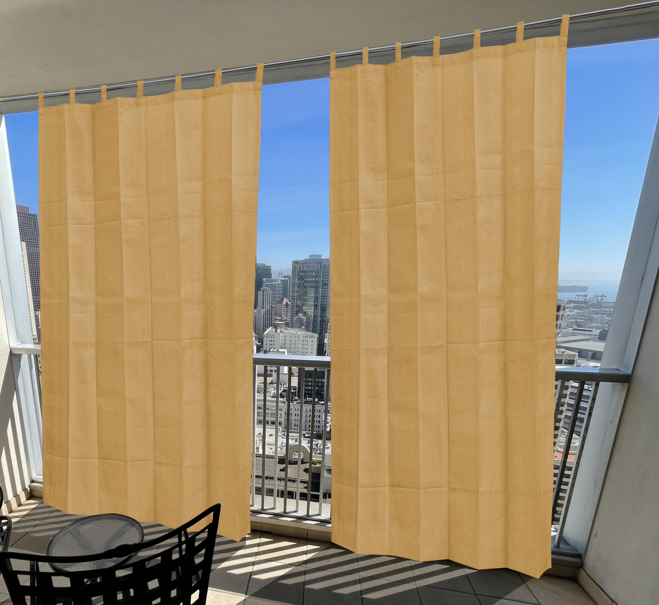 HDPE 180 GSM Fabric (Beige 4.5 X 9.5 Feet, Piece of 1) 90-95% Sun Blockage UV & Heat Protection Indoor & Outdoor Detachable Tab Top Curtains for Balcony,Door & Window Curtains-image-17