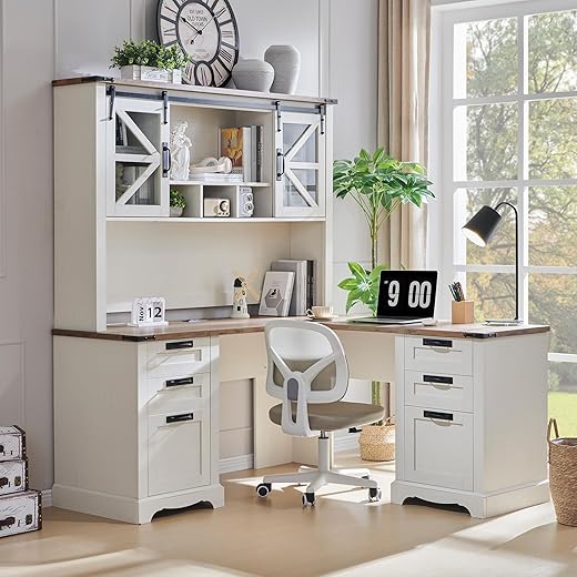 RedLemon L-Shaped Desk with Hutch