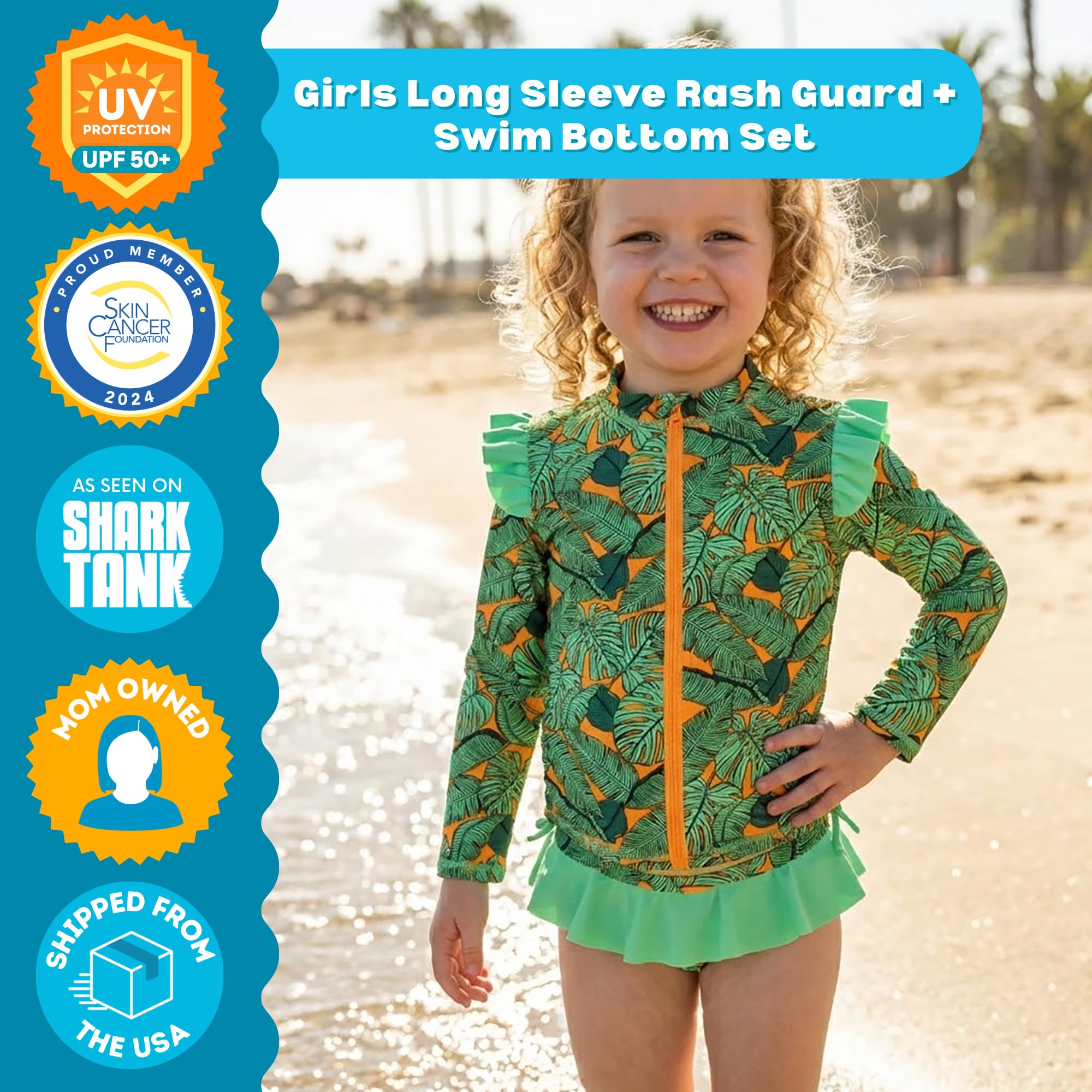 SwimZip Zweiteiler UV Kids Langer Arm - Flower Power - Traje de baño, Color