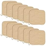 BAMBOO QUEEN Baby Washcloths -100% Cotton Muslin Soft Baby Bath Wash Cloths and Absorbent Baby Wipes for Newborns Kids Girls and Boys - 12 Pack, 12x12 Inches - Brown