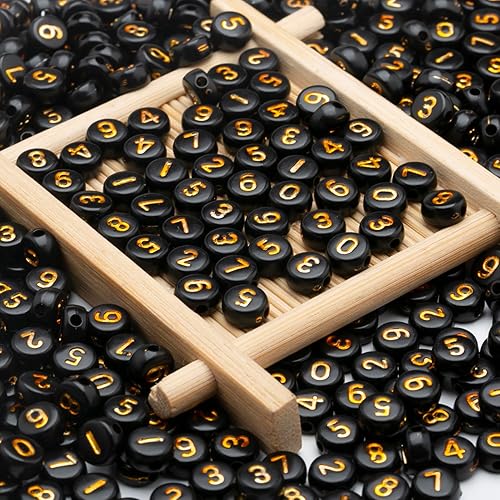 1000 cuentas de números acrílicos del 0 a 9 cuentas de números redondos de 0.157 x 0.276 in, cuentas de números mixtos para fabricación de joyas y