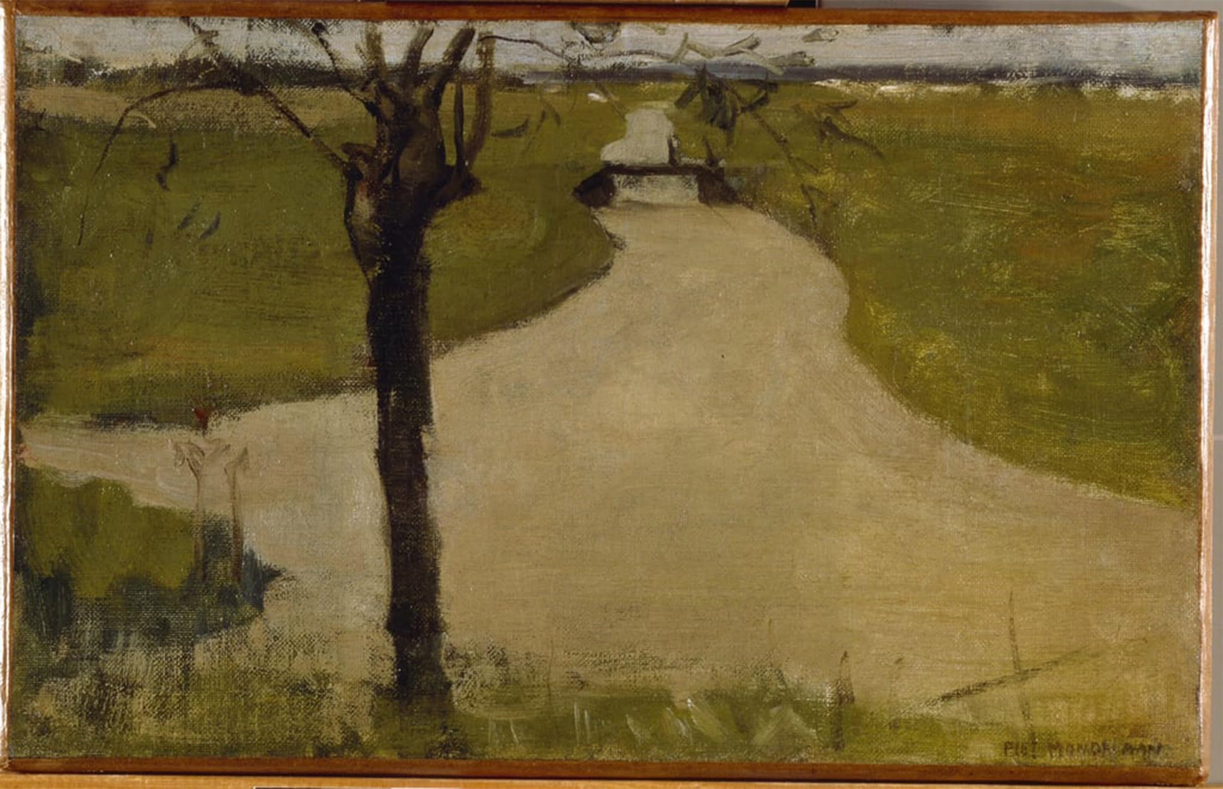 POSTERIIk Vintage Art Print Images Pictures Print Irrigation Ditch with Young Pollarded Willow Oil Sketch Ii by Piet Mondrian Modern Colour Posters for Office Home Decor 60x90cm