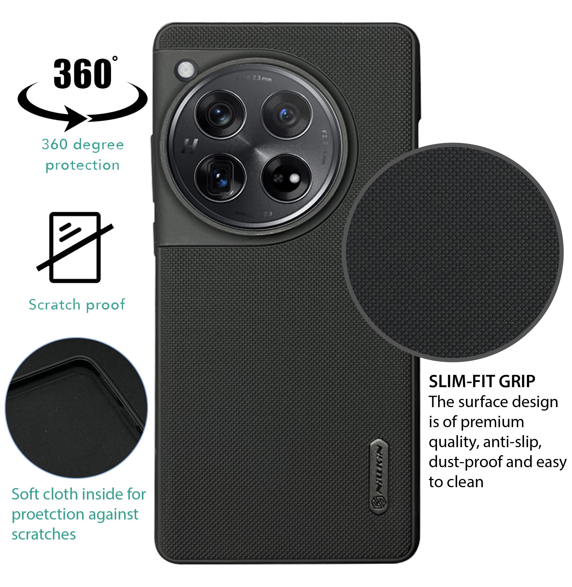 NIUKIN Super Frosted Shield Pro Soft Back Case for OnePlus 12 5G | Shockproof Scratchproof Cover | Black — Amazon image 2