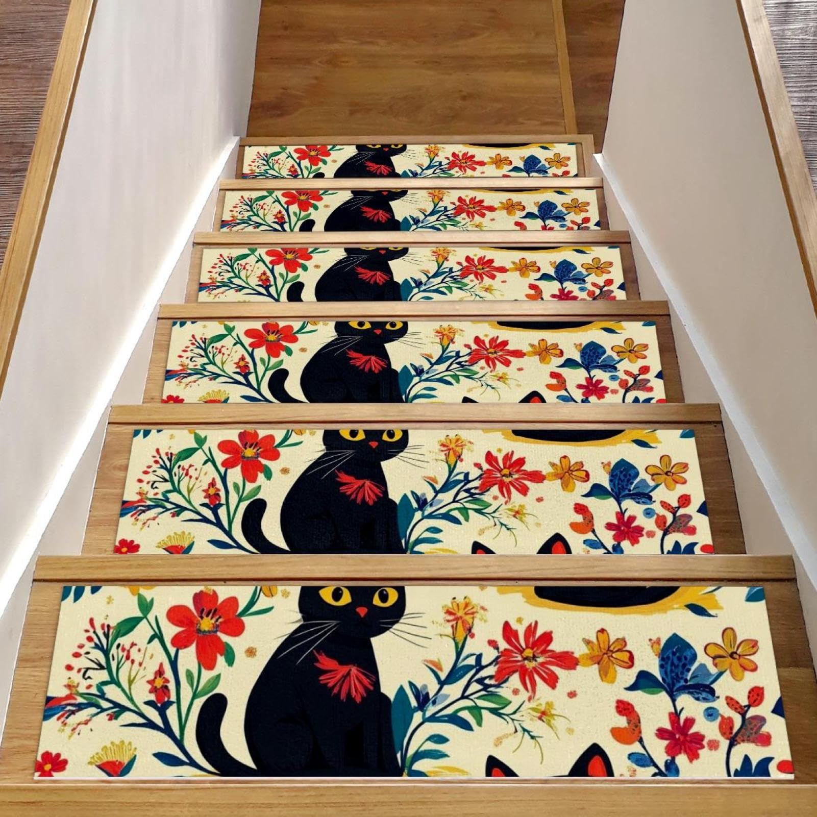 Tapis d'escalier antidérapants marches bois lot de 15 protections chats