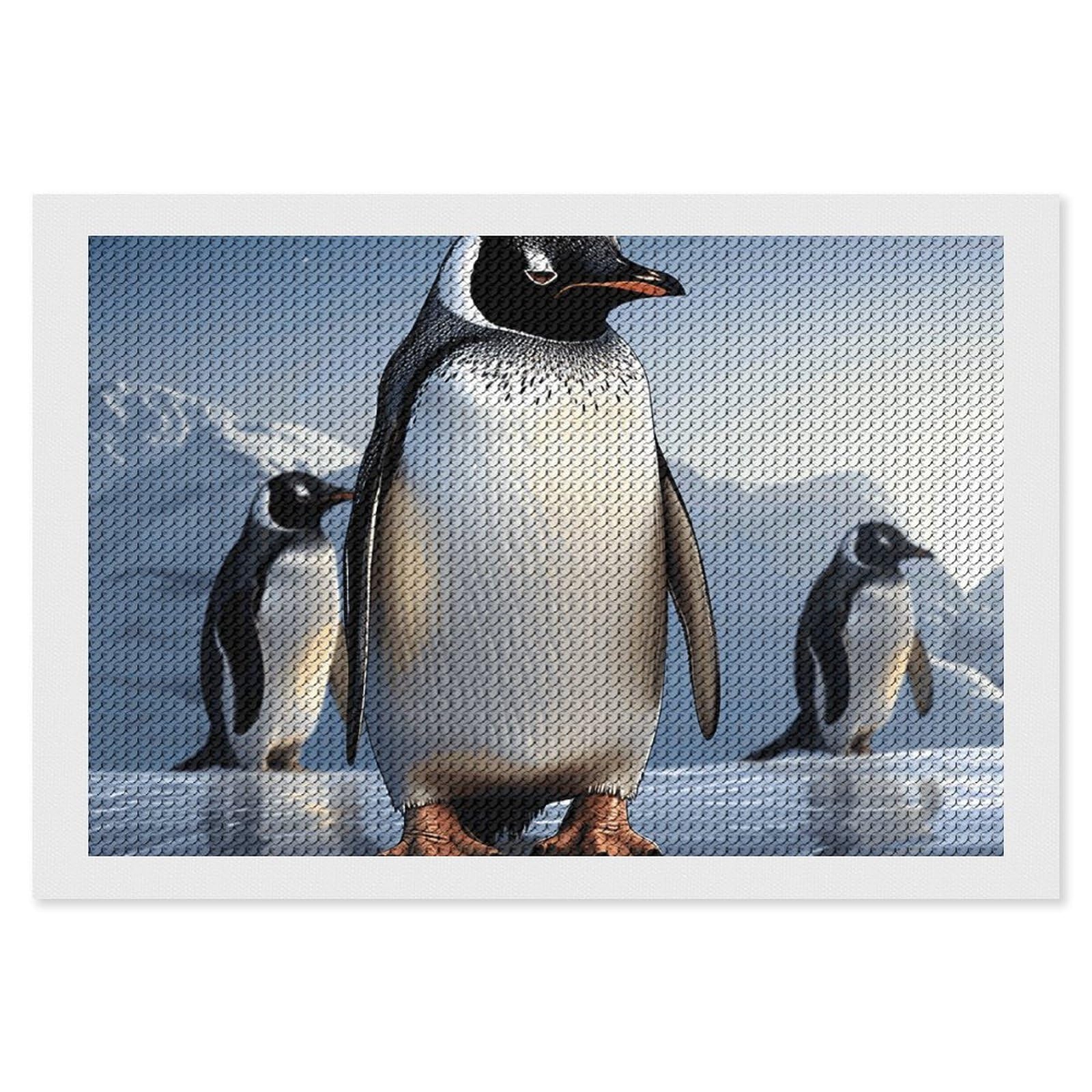 NONHAI Diamond Painting Kits for Adults - DIY Diamond Art Kits for Beginners - Full 5D Paint Drill Diamond Dots Paintings- Penguin Diamonds Pictures Gem Art and Craft Wall Decor 8"x12"