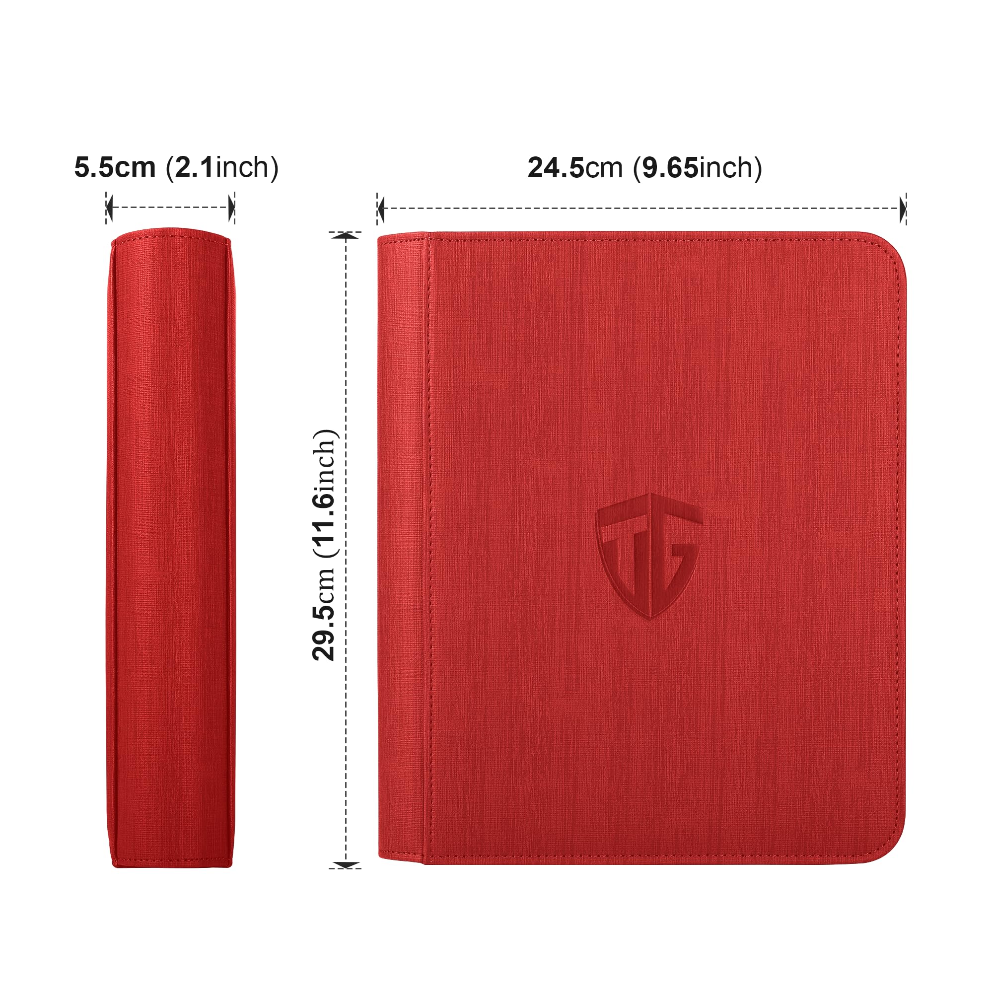 TCGUARD Classeur à chargement par le haut, peut contenir 112 classeurs à 4 poches pour cartes rigides de 7,6 x 10,2 cm pour cartes à collectionner ou classeur de cartes de sport (rouge)