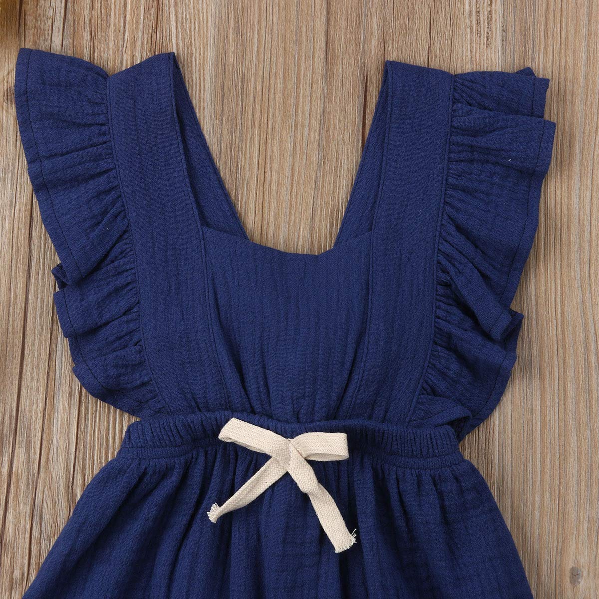 Infant Newborn Baby Girl Romper Ruffle Bowknot Bodysuit Jumpsuit Outfit Clothes Summer Blue/0-6M