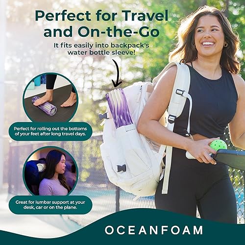 Miniatura 3 de Oceanfoam Ripple - Rodillo de espuma de viaje (11 x 3.35 pulgadas), mini rodillo de espuma firme para terapia física, masaje de tejido profundo,
