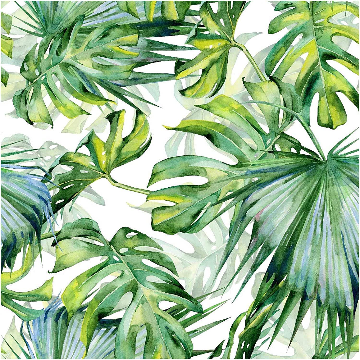Meihodan Tropical Palm Leaf Peel and Stick Wallpaper Green Self-Adhesive Prepasted Wallpaper Thickened Jungle Waterproof Contact Paper Wall Mural for