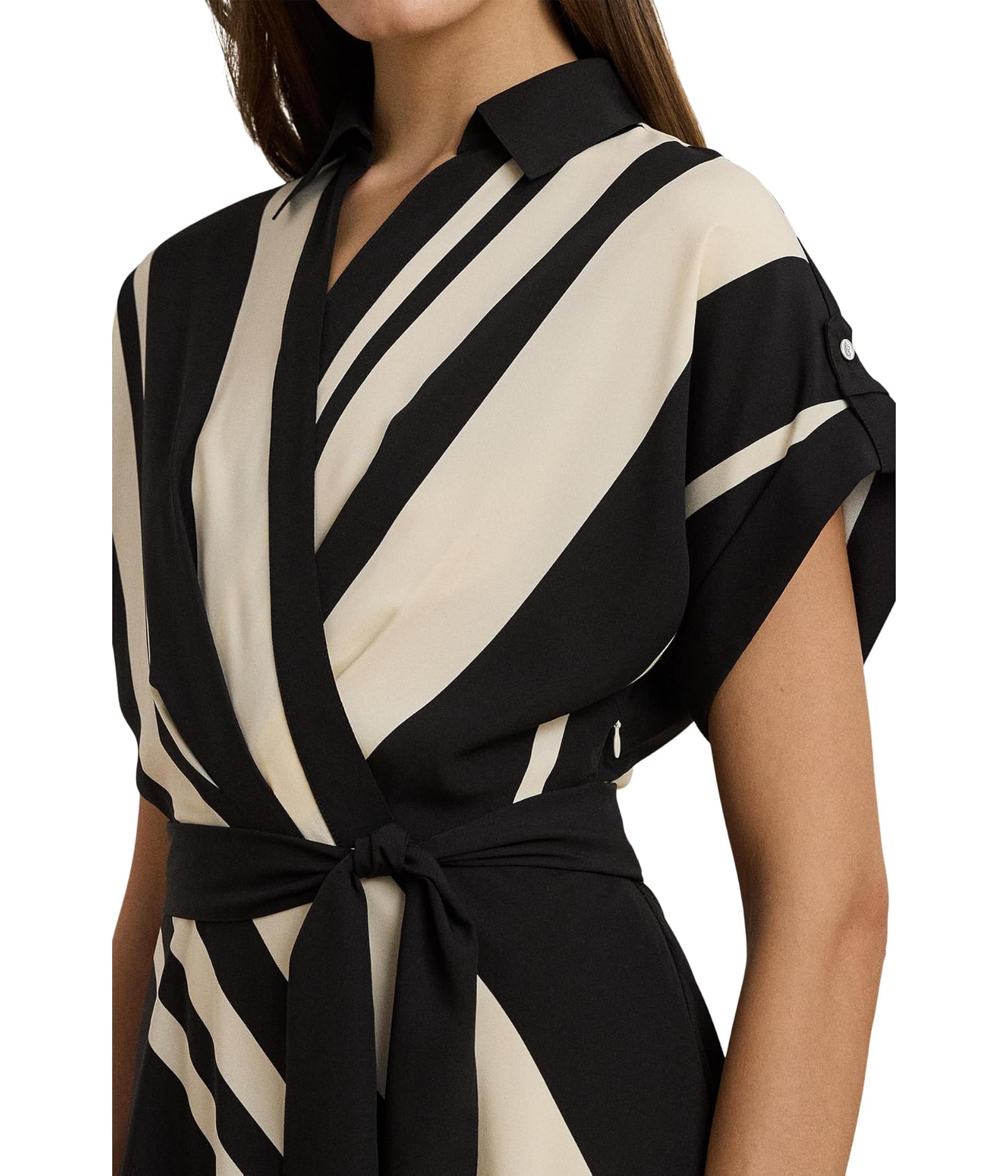 Woman's Dresses Lauren Ralph Lauren Striped Belted Crepe Dress - Picture 4 of 4