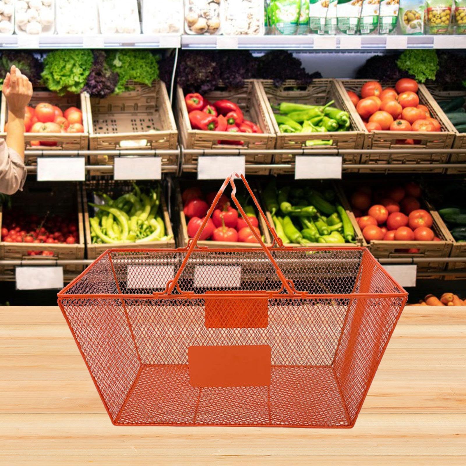 Tragbarer Draht Einkaufskorb mit Ergonomischen Griffen, Orange