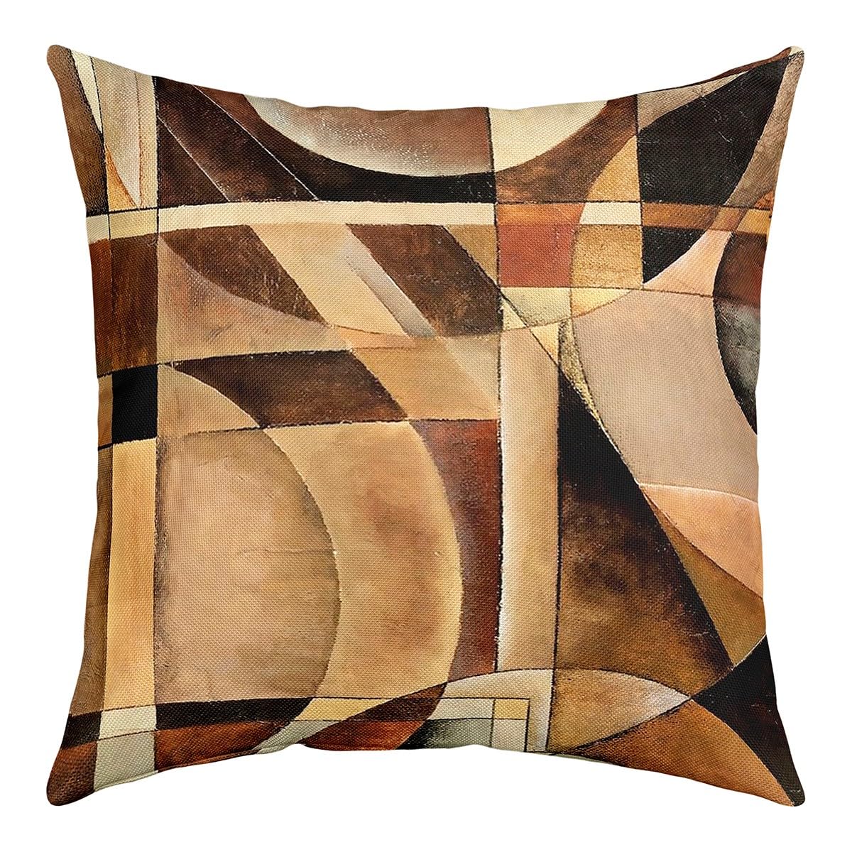 Federe Cuscino Geometriche Marrone E Blu - 61x61 Cm In Lino - Foto 4