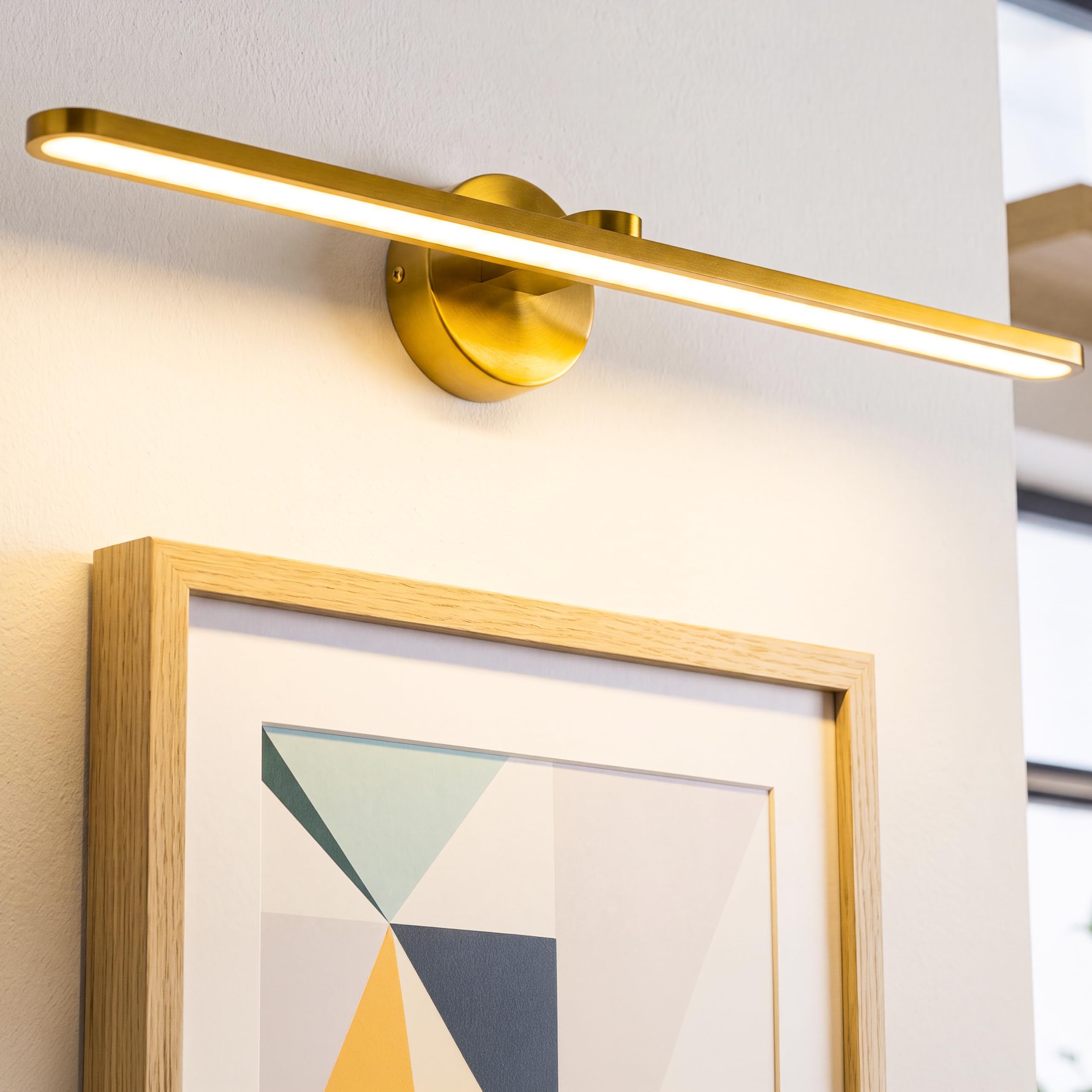 OSYNNIQ Bathroom Over Mirror Light 60cm, 16W 3000K Warm LED Light Mirror Lamp IP44 Shaving& Make Up Light Above Bathrooms Picture Lights for Living Room Brass
