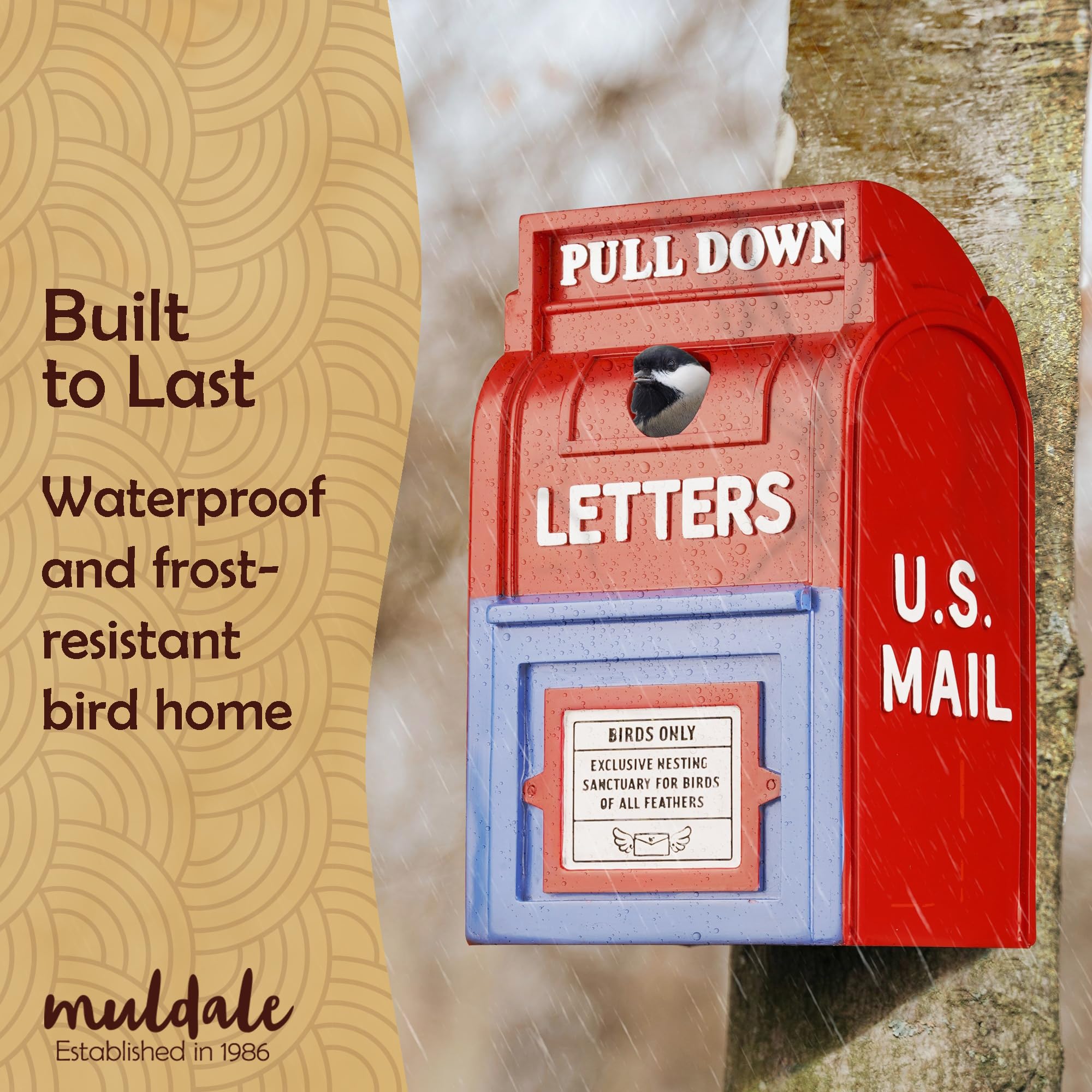 Muldale US Postbox Birdhouse - Traditional American Letter Box