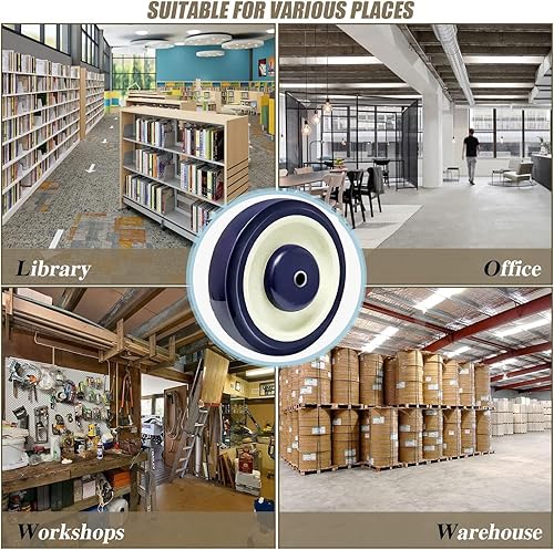 Miniatura 4 de Carrito de compras Rueda de poliuretano de 5 "x 1-14 516" - Capacidad de carga 1400 libras total (paquete de 4 orificios de 516 pulgadas (azul