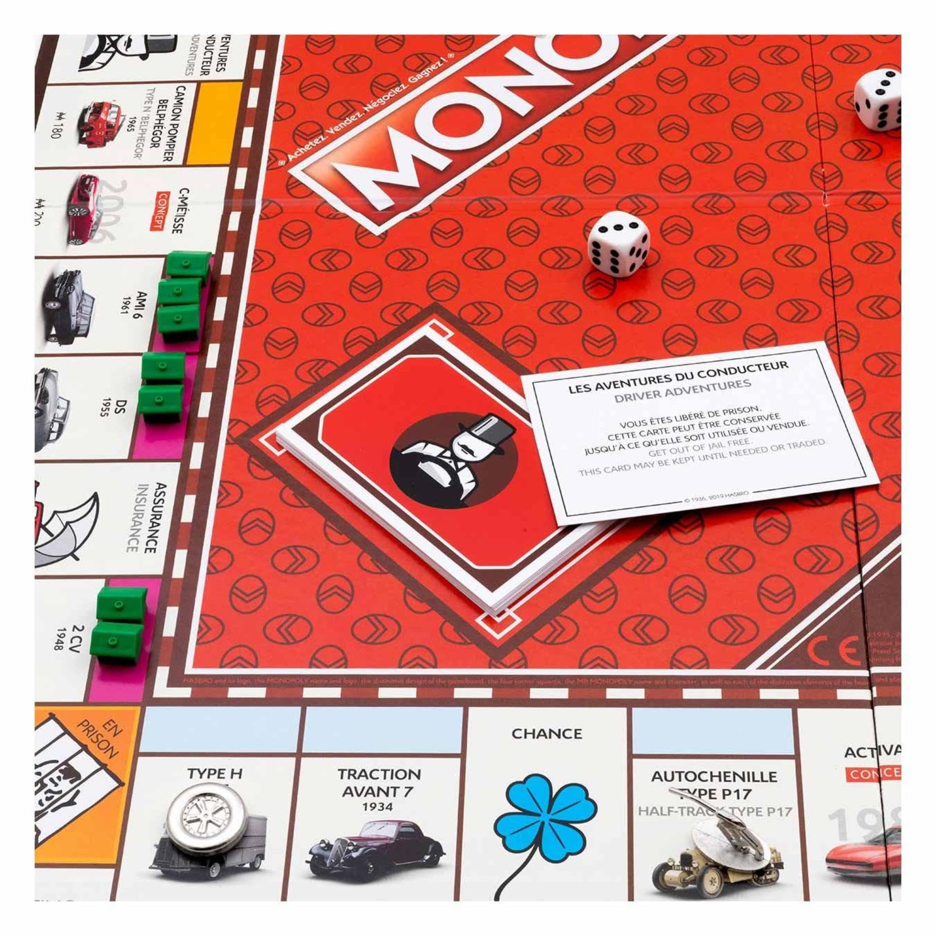 Citroën - Monopoly - Modèle Centenaire Édition Bilingue Français Anglais - Jeu de Société Collector Famille - Idée Cadeau pour Fans de Voitures - Produit Officiel de la Marque
