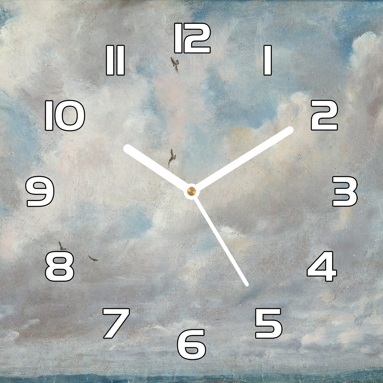 Horloge murale en verre de sécurité 30x30 cm décoration moderne salon motif ciel nuageux