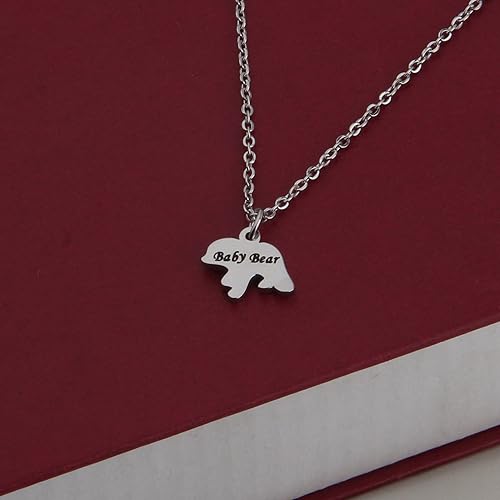 Vista 8 de Zuo Bao Juego de collar para mamá oso y oso bebé, collar para madre e hija (plata, 1 cachorro), Metal