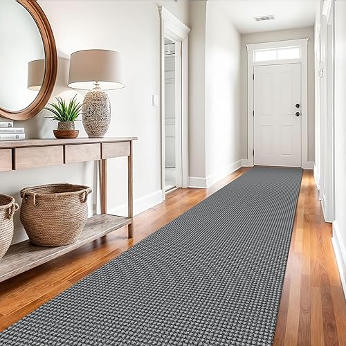 Vista 171 de EARTHALL - Tapete tejido lavable con parte trasera de goma, tapete trenzado de algodón antideslizante para interiores para entrada, pasillo, cocina