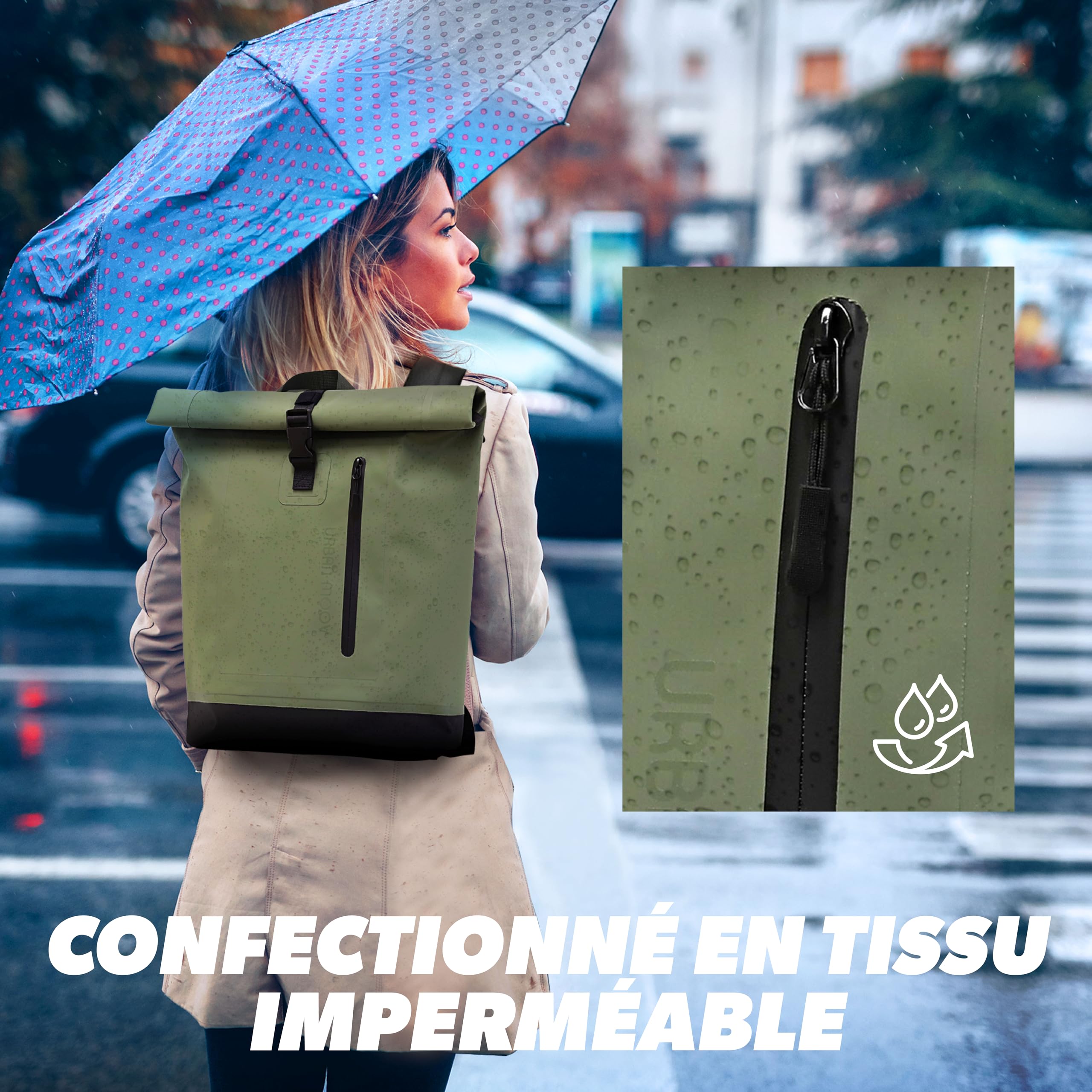 Pack Casque Vélo Connecté avec LED et Clignotants + Sac à Dos Imperméable 25L