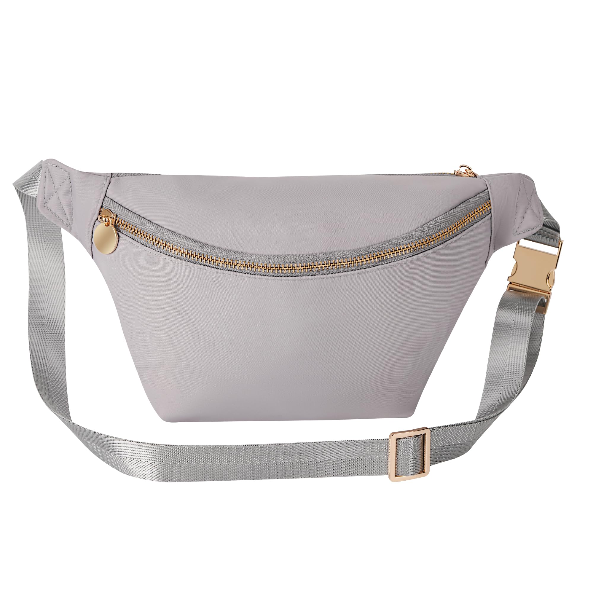 YogoRun Fanny Pack Crossbody Stadium Approved Women Waist Pack Bag for Men Nylon Everywhere Belt Bag (Grey)