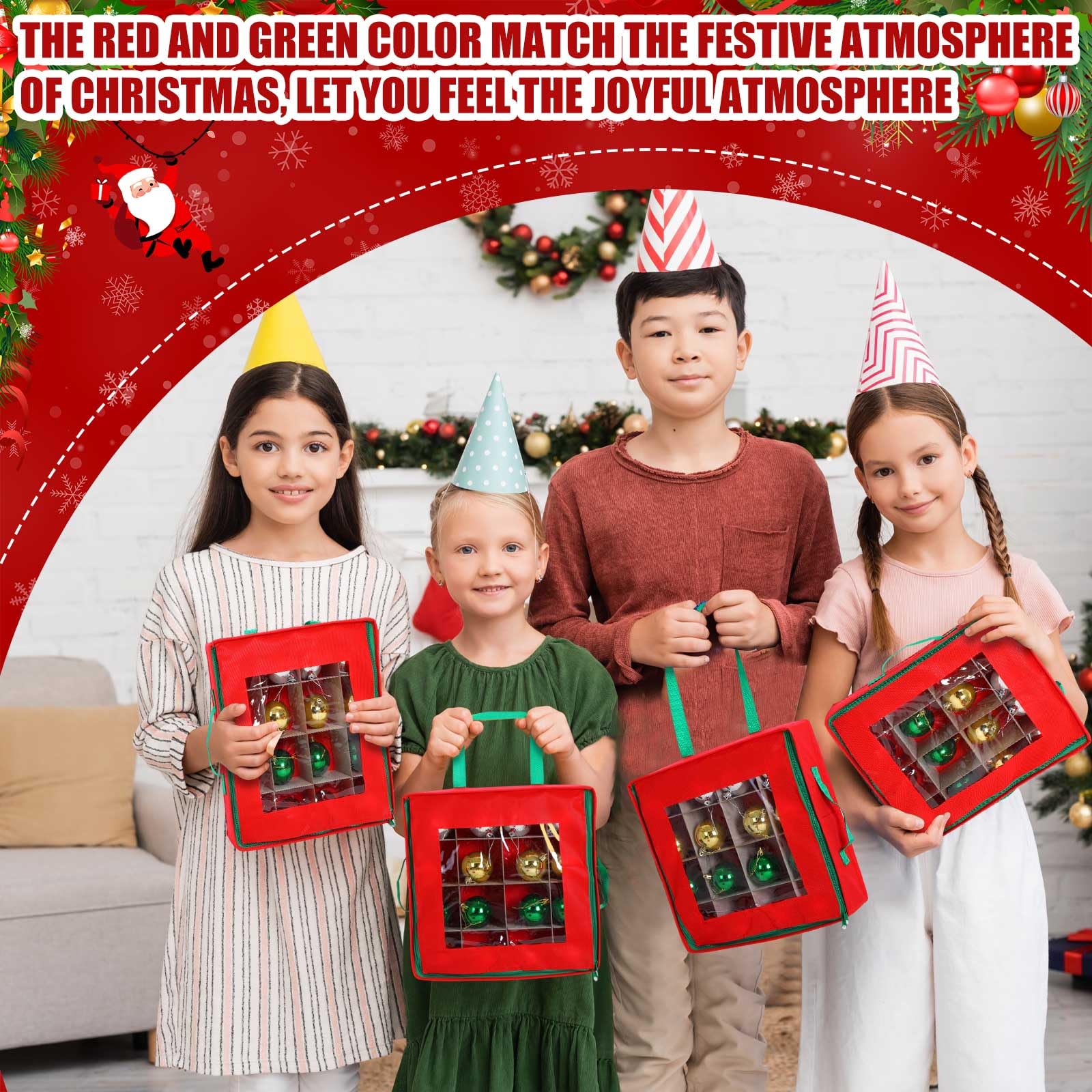 Amazon｜Thyle クリスマスオーナメント収納ボックス 仕切り付き 4個 13