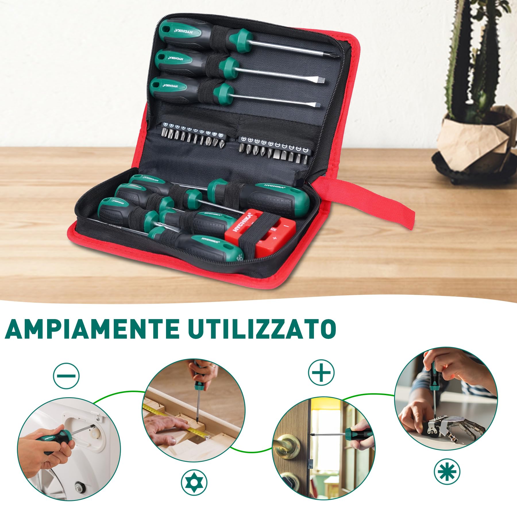 HYCHIKA 30 PZ Set di Cacciaviti Professionali con Cacciaviti a Testa Piatta e Phillips, Resistente Strumento Kit Cacciavite Manuale per DIY, Casa, Ufficio