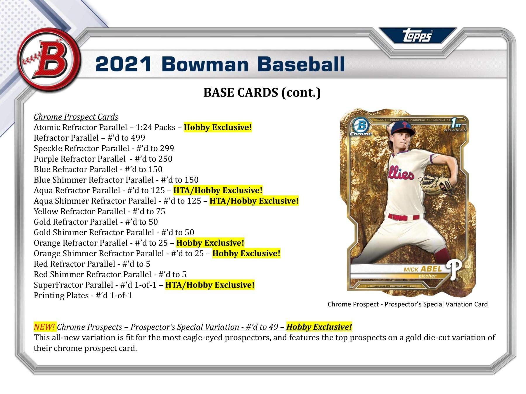 その他 MLB 2021BOWMAN BASEBALL HOBBY Topps box 2021 Bowman Baseball Hobby Box 24 Packs Per Box, 10 Cards