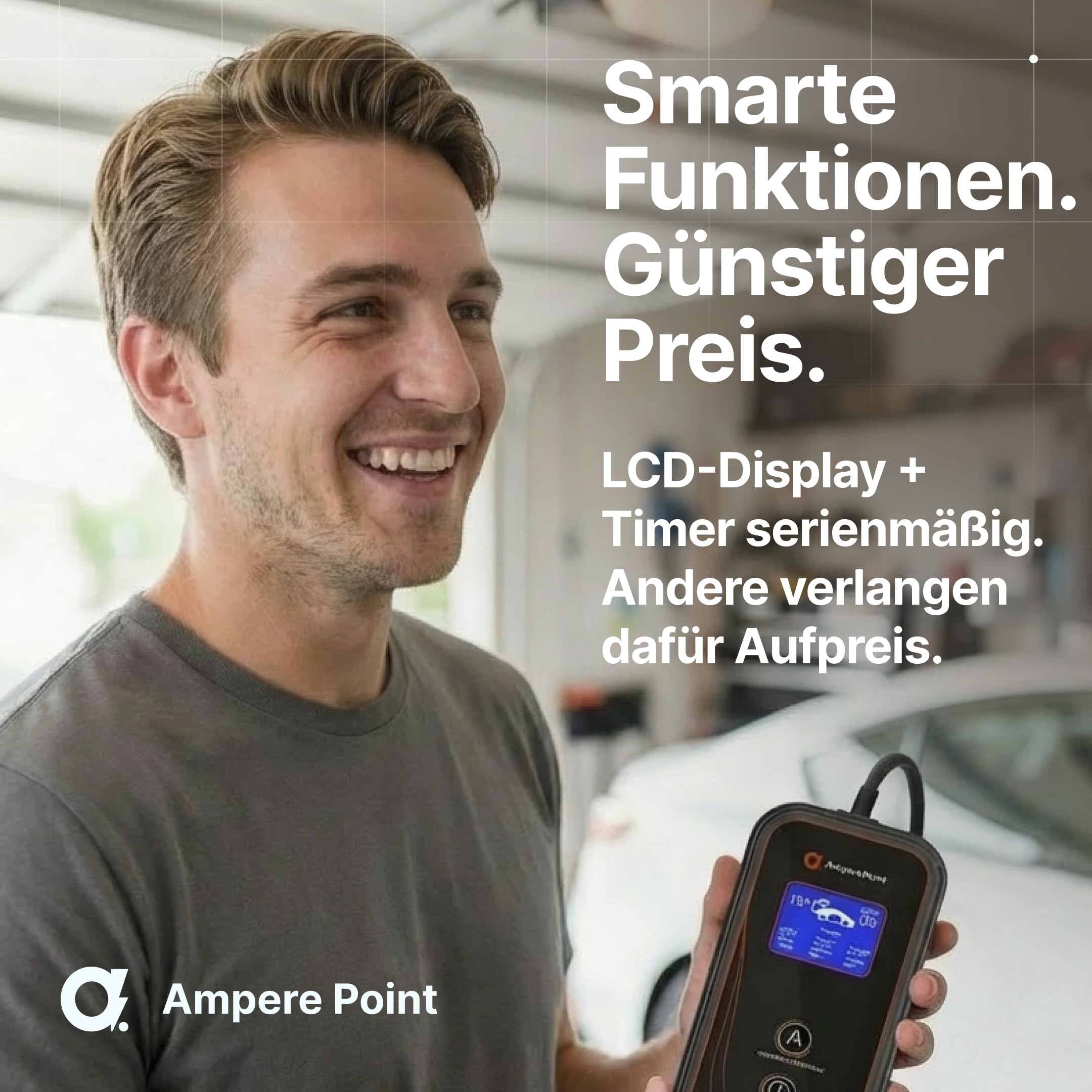 Mobile Wallbox 3,7 kW 16A Typ 2 Ladestation mit Einstellbarer Ladeleistung 6-16A, Ladekabel mit Länge 6 m mit Netzanschluss 230 V, Tragbares EV-Ladegerät für Elektroautos mit Tragetasche