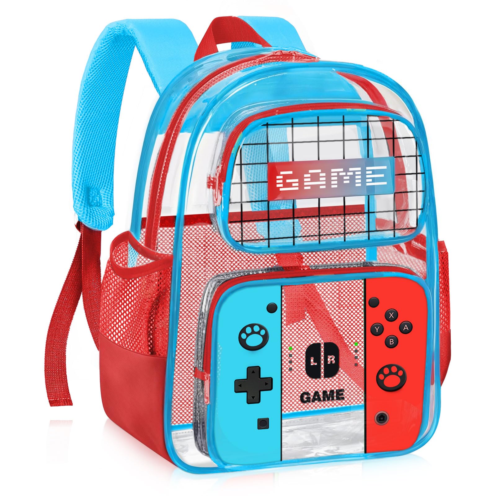 TILYTADLY Clear Backpack for Boys - Gamer Kids Clear Backpacks for School,Large Heavy Duty Transparent Bookbag for Boys and Girls,PVC Transparent