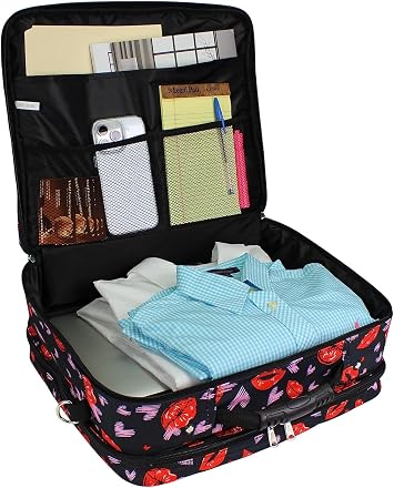 World Traveler Rolling 17-Inch Laptop Briefcase Computer Case - Lips and Hearts